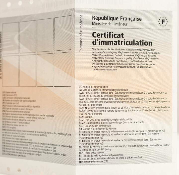 Obtention certificat d'immatriculation Coutances